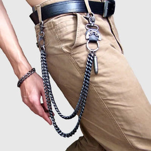 Wallet Chain Biker Hip Hop Punk Bullet Skull Pant Chain, Heavy Waist Chain Suitable for Belt Loop, Purse and Wallet-menswallet