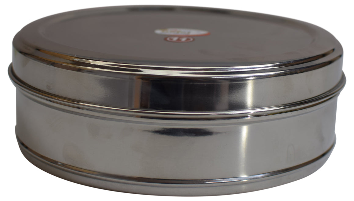 Stainless Steel Indian Spice Box, Indian Double Lid Masala Dabba, Masala Box Steel Masala Dabba, Indian Spice Container, with 7 Spice containers-menswallet