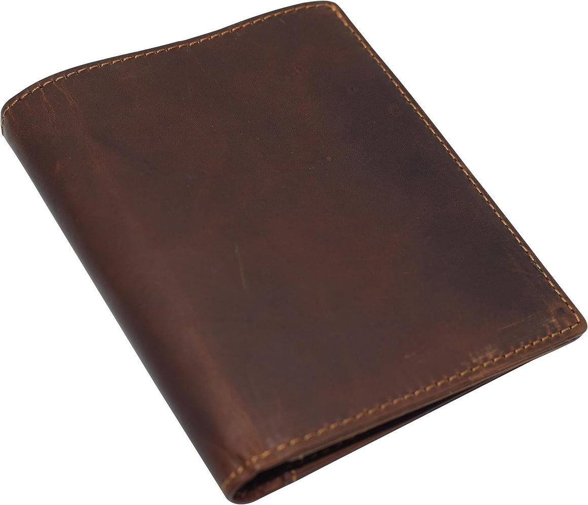 Mens Slim Bifold Vintage Leather Wallet RFID Blocking Vertical Credit Card Slots Holder Wallets for Men