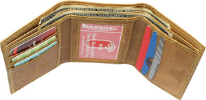 Marshal RFID Blocking Men's Genuine Leather Slim Trifold Credit Card ID Holder Tan Wallet for Men-menswallet