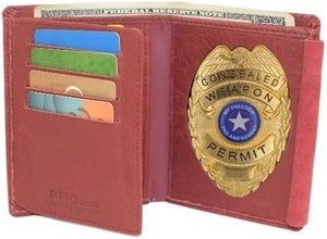 RFID Blocking Genuine Leather Credit Card, ID & Badge Holder Wallet Burgundy-menswallet