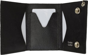 100% Leather Tri-fold Chain Wallet Black #946-9-menswallet