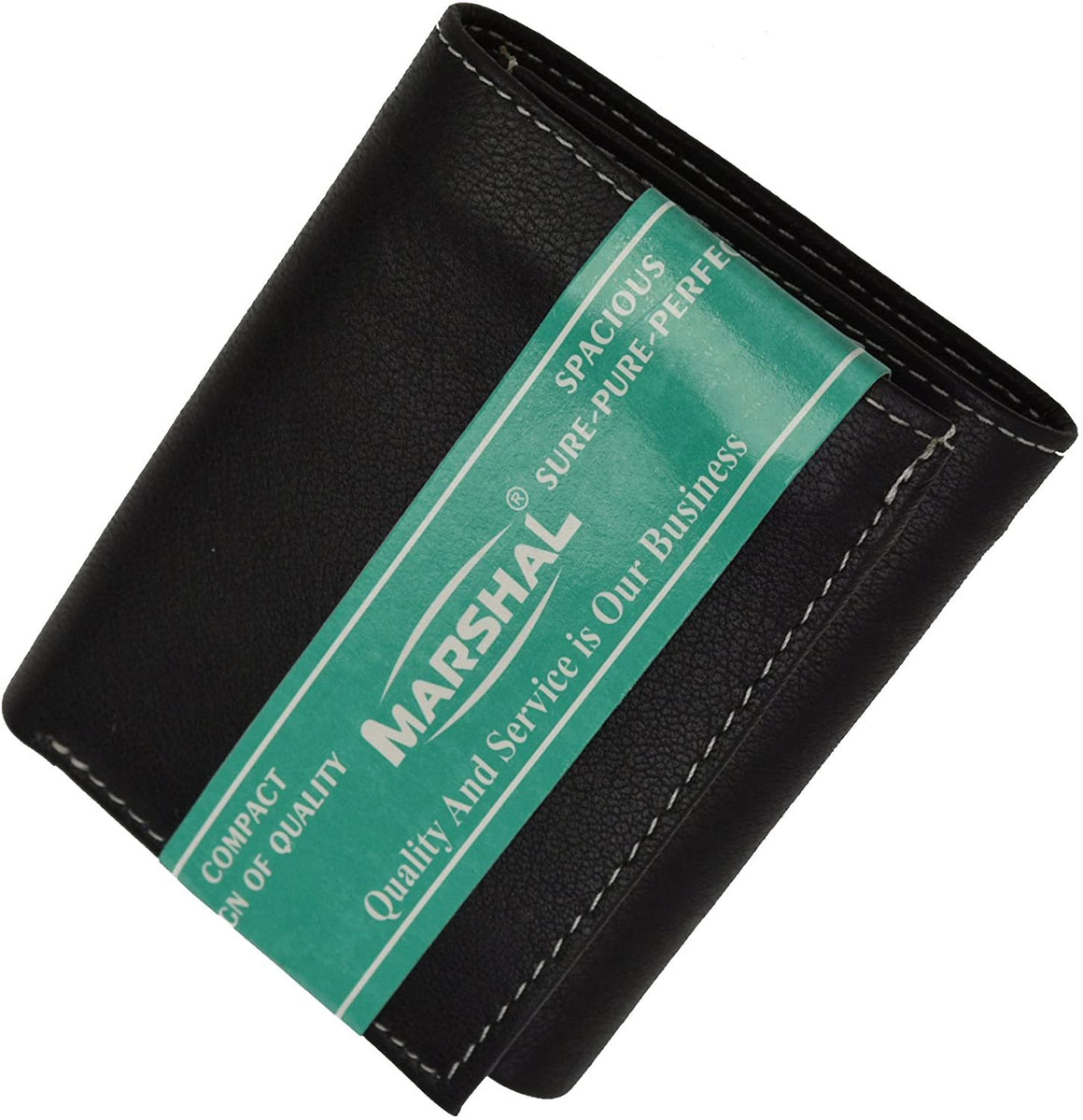 100% Leather Tri-fold Mens Wallet Black #961107-menswallet