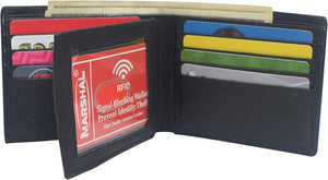Men's RFID Blocking Genuine Leather Center Flap ID Wallet for Men-menswallet