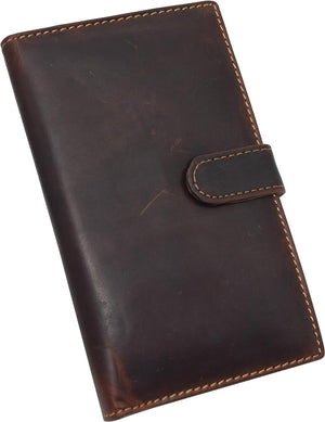 RFID Blocking Bifold Premium Vintage Leather Credit Card ID Holder Long Wallet with Snap Closure-menswallet