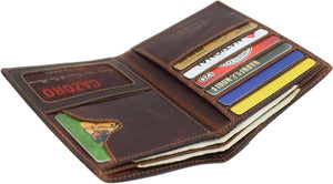 RFID Blocking Vintage Leather Large Hipster Bifold Credit Card ID Men's Wallet Brown-menswallet