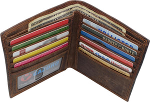 RFID Protected Premium Vintage Leather Bifold Hipster Credit Card Slim Wallet for Men (Brown)-menswallet