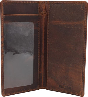 CAZORO RFID Blocking Vintage Leather Slim Bifold Standard Checkbook Cover Holder for Men & Women-menswallet