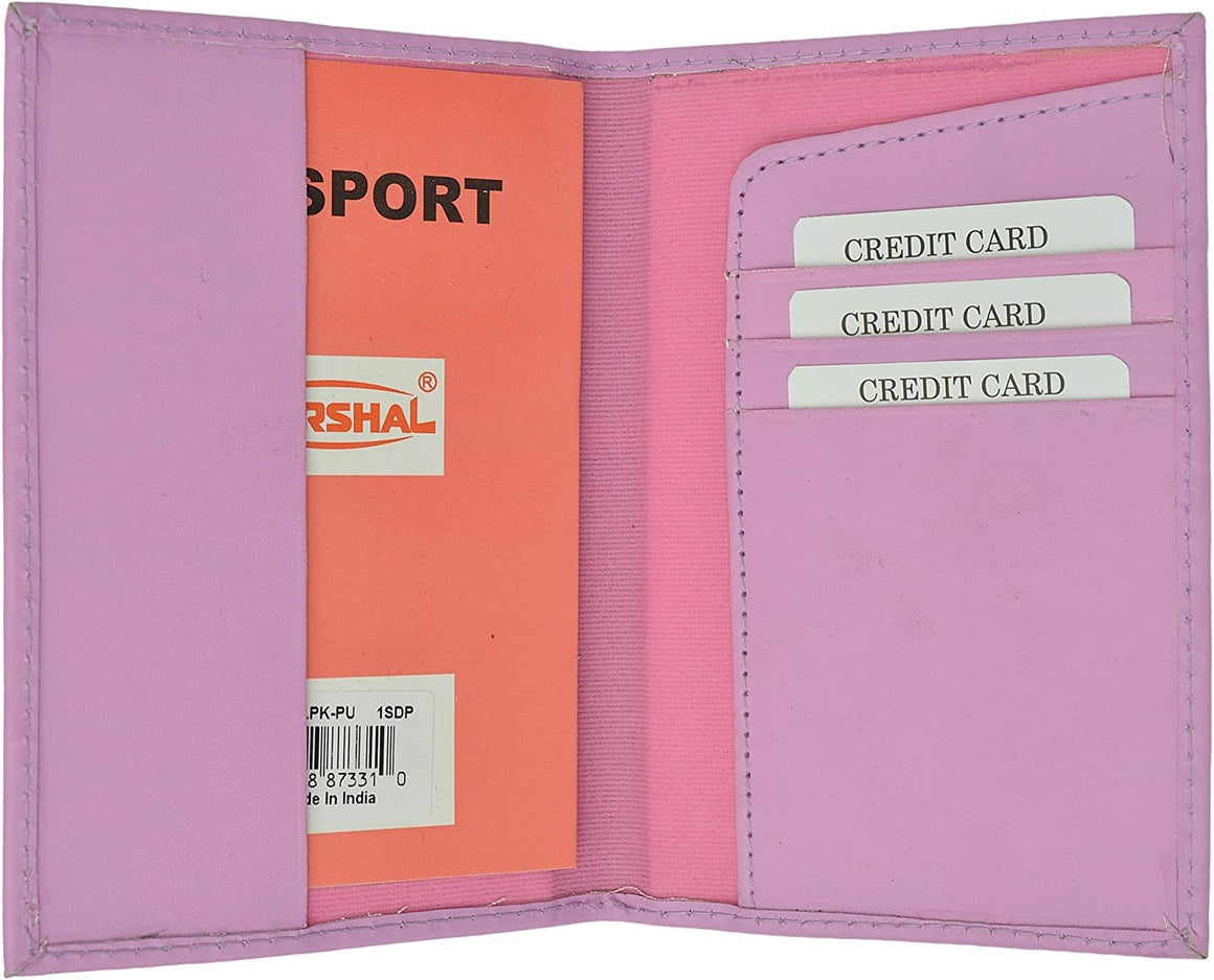 Marshal 601 USA Gold Genuine Leather Passport Cover for Travel with Credit Card Slots (Black)