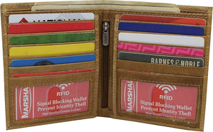 RFID Blocking 2 ID Bifold Hipster Credit Card Wallet Genuine Cowhide Leather (Black)-menswallet