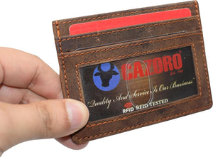 CAZORO Slim Card Case Wallet Vintage Leather with RFID Lock for Men-menswallet