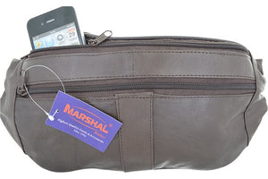 Travel Genuine Leather Waist Fanny Pack Hip Pouch with Zippered Compartments-menswallet