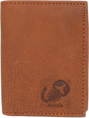 Scorpio Logo Men's Bifold Trifold RFID Blocking Real Leather Wallet Scorpion Zodiac Sign (Trifold)-menswallet