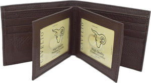 Mens Wallet RFID Genuine Leather Bifold Wallets For Men, 3 ID Windows 12 Card Holders Gift Box (Brown)-menswallet
