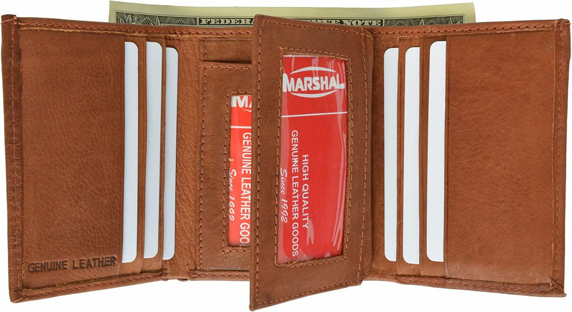 Marshal Genuine Leather Trifold Wallet with Credit Card and Key Holder