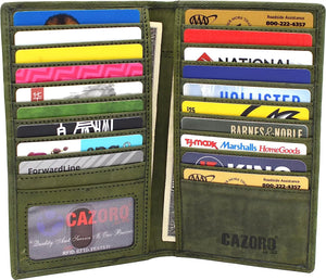 RFID Blocking Premium Vintage Leather Long Bifold Credit Card ID Wallet-menswallet
