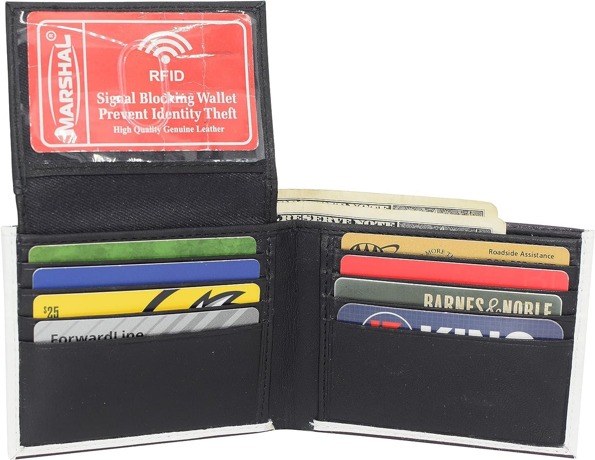 RFID Blocking Jesus Printed Bifold Genuine Leather Wallet for Men with Gift box-menswallet