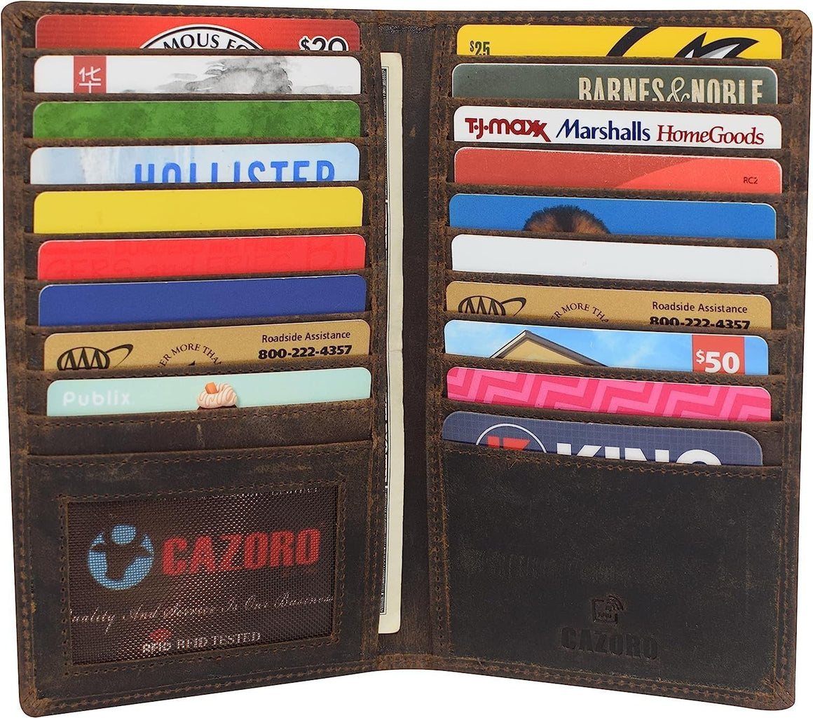 Personalized 100% Name Initials RFID Blocking Bifold Genuine Leather Credit Card ID Holder Long Wallet