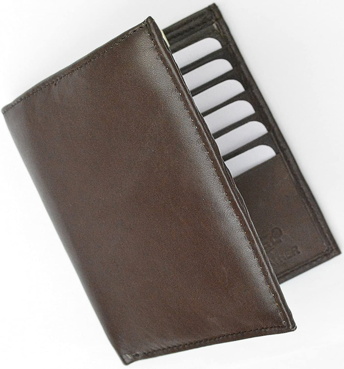 New Premium Lambskin Leather Bifold Hipster Credit Card Wallet (Brown)