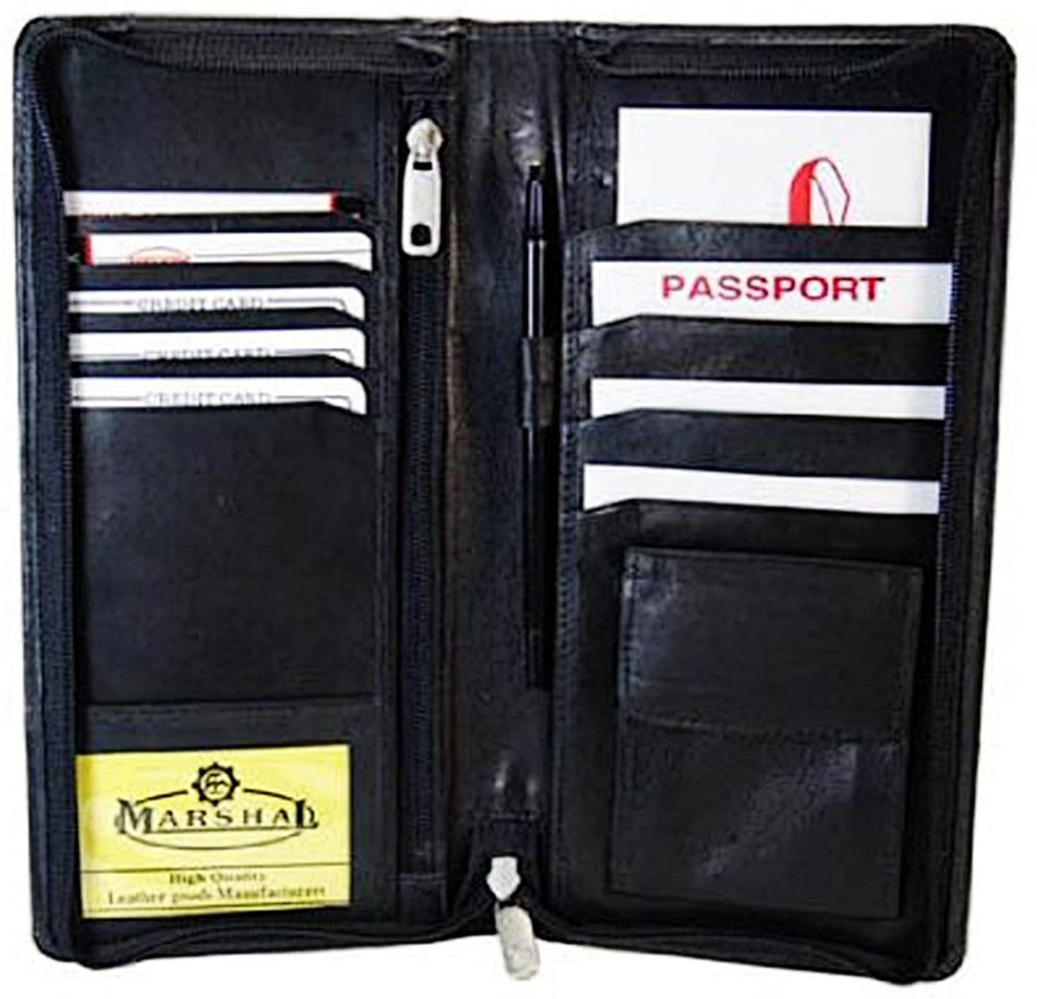 Marshal New Leather Travel Organizer Wallet w/Pen Holder #663CF