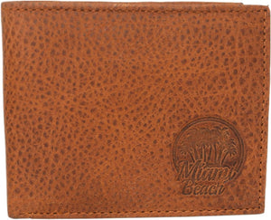 Miami Beach Men's Real Leather Bifold Trifold Wallet RFID Blocking Wallets for Men-menswallet