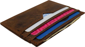 CAZORO Men's Vintage Leather Minimalist Card Case Front Pocket Wallet for Men-menswallet