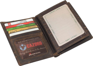 CAZORO Men's Hipster Bifold RFID Blocking Vintage Leather Multi-Card ID Holder European Wallet for Men (Burgundy)-menswallet