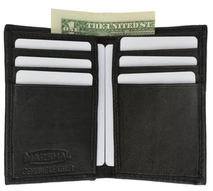 Mens Slim Bifold Wallet Genuine Leather Front Pocket Multi Card Holder Black-menswallet