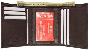 RFID Genuine Leather Trifold ID Card Holder Wallet RFID 1145-menswallet