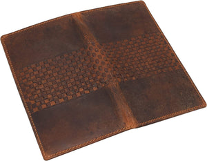 CAZORO RFID Protected Vintage Leather Long Bifold Slim Wallet for Women Men-menswallet