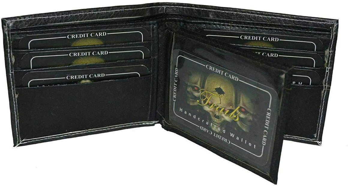 Mens Bifold Exotic Wallet Picture 3 Skulls with printed gift box