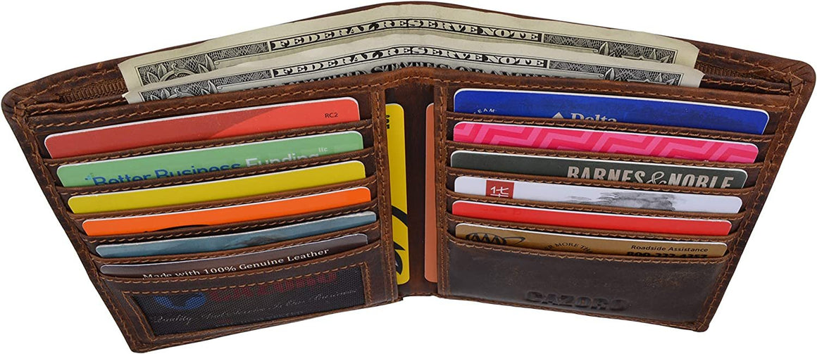 Personalized 100% Mens RFID Blocking Bifold Hipster Hunter Leather Euro Credit Card ID Wallet-menswallet