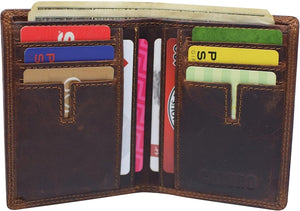 Personalized Vintage Leather Mens Slim Bifold Wallet RFID Blocking Credit Card Holder Wallets for Men-menswallet