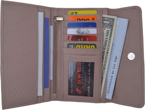 SWISS MARSHAL Ladies RFID Blocking Genuine Leather Long Clutch Credit Card ID Wallet-menswallet