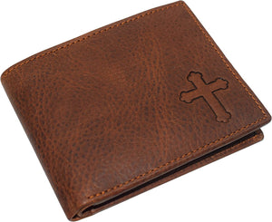 Marshal RFID Blocking Cross Genuine Leather Bifold Trifold Wallet for Men-menswallet
