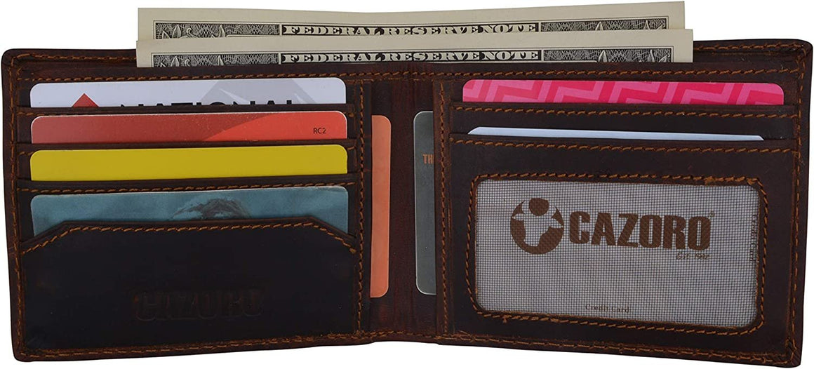 Personalized 100% RFID Men's Slim Classic Bifold Credit Card ID Vintage Leather Wallet-menswallet