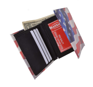 Men's genuine leather credit card id holder trifold wallet with middle flap 1346-menswallet