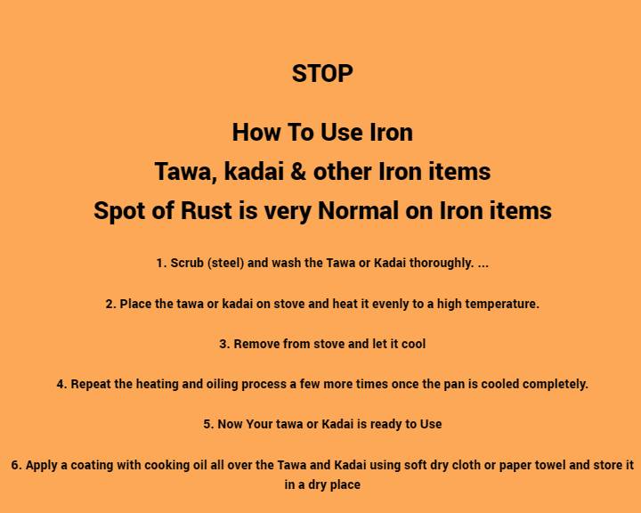 9.50 to 10 INCH INDIAN PURE IRON LOHA KADHAI DEEP FRYING PAN KADHAI FOR  FRYING, COOKING