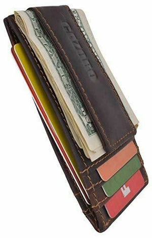 Men's Vintage RFID Blocking Magnetic Money Clip Leather Slim Wallet Card Holder-menswallet