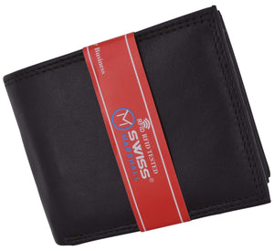 Men's RFID Blocking Premium Leather Bifold Multi-Card Compact Center Flip Wallet by Swiss Marshall-menswallet
