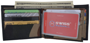 Men's RFID Blocking Premium Leather Bifold Multi-Card Compact Center Flip Wallet by Swiss Marshall-menswallet