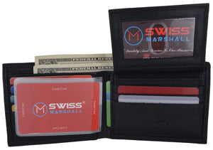 New Swiss Marshall Premium Leather Bifold Men's RFID Blocking Removable Credit Card ID Holder Wallet-menswallet