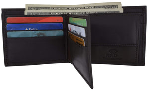 RFID Blocking Men's Bifold Premium Leather Credit Card ID Holder Wallet with Coin Pouch by Swiss Marshall-menswallet