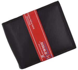 Swiss Marshall Premium Leather Men's Bifold Fixed ID Flap Card Holder Wallet-menswallet