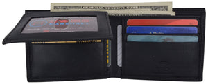 Swiss Marshall Premium Leather Men's Bifold Fixed ID Flap Card Holder Wallet-menswallet