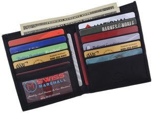 Swiss Marshall RFID Blocking Men's Slim Bifold Hipster Credit Card Premium Lambskin Leather European Wallet-menswallet