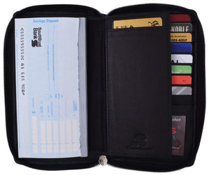 Swiss Marshall RFID Women's Deluxe Double Zipper Credit Card ID Checkbook Holder Premium Leather Wallet-menswallet